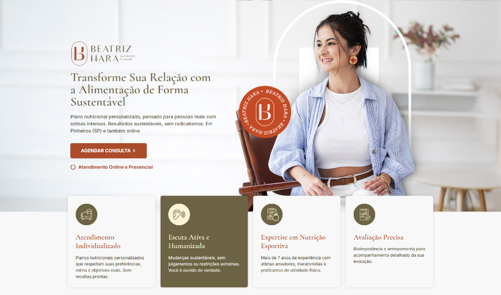 Site da nutricionista Beatriz Hara