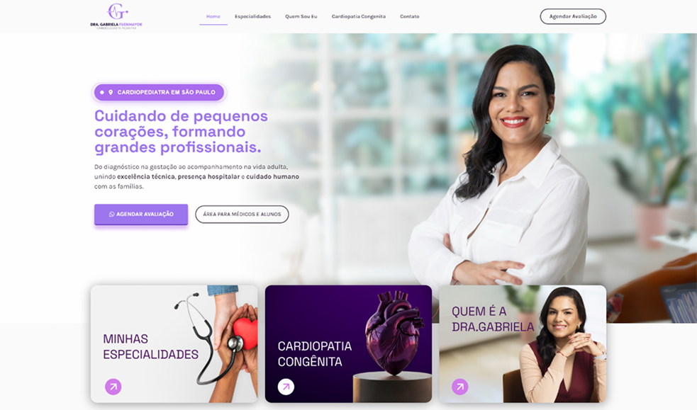 Site da Dra. Gabriela Fuenmayor, cardiologista pediátrica